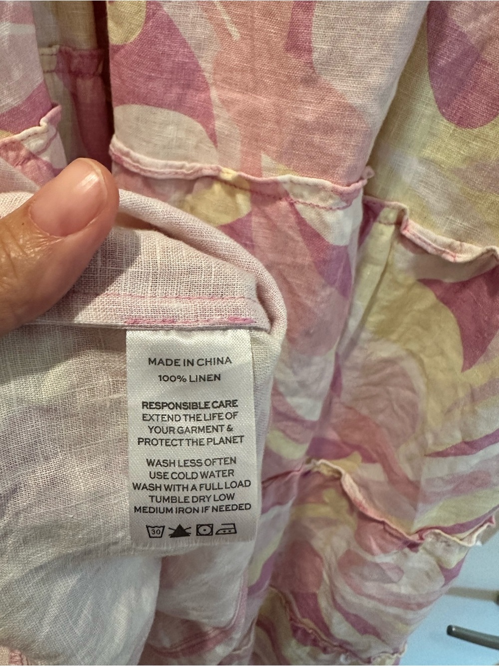 HILLHOUSE Ellie Nap Dress in Pink Swirl Linen size Large - Picture 8 of 8
